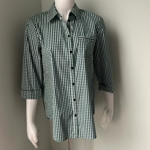 LAFAYETTE 148 NEW YORK Paget Gingham Blouse small - Picture 2 of 8